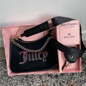 Juicy Couture Black Shoulder Bag with Gold Accents